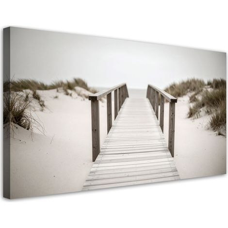 Wandbild Steg zum Strand Landschaft beige 80x40 cm (1/5)