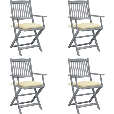 Klappbare Gartenstühle 4 Stk. mit Kissen Massivholz Akazie