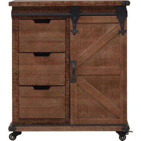 INLIFE Armoire de rangement Bois de sapin massif 64x33,5x75 cm Marron (1/5)