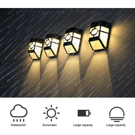 Applique murale solaire rétro de style rétro, résistante à la pluie, à LED multicolores, pour jardin et cour. (1/5)