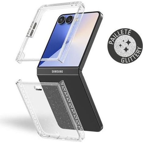 Coque - Samsung Galaxy Z Flip 7 - Renforcée - Transparente avec Paillettes - 50% recyclé (1/4)
