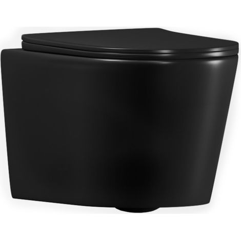 Ceramia Tornado Rimless Wand-WC 53,5 cm ohne Flansch mit SoftClose-Sitz, Tornado Flush-Effekt, mattschwarz (CE142010RTORPBKM)