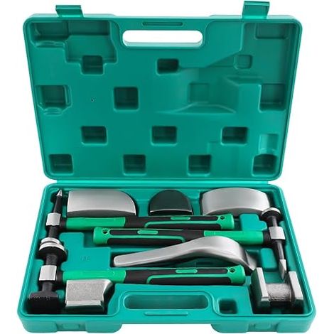 Kit d'outils de débosselage de carrosserie 9 pièces avec marteaux à débosseler, outil de débosselage professionnel pour le travail précis de la tôle, réparation de dents sans peinture sur voiture et (1/5)