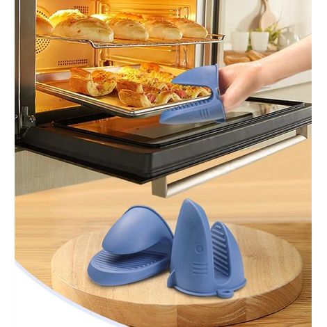 Guantes de silicona para horno，Resistentes al calor，Mini manoplas para horno，Perfectos para cocinar，hornear y hacer barbacoas，Azul oscuro (1/4)