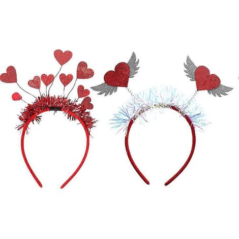 1 Set 2 Stück Damen Valentinstag Party Liebes-Haarreifen Haarschmuck (Rot)-24x11x0.2cm-Red (1/3)