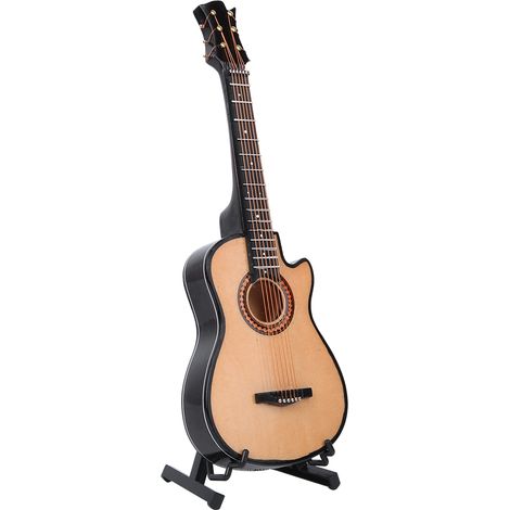 Guitare Acoustique Classique Miniature en Bois, Modèle de Guitare Décorative pour Bureau, Cadeau, 20cm (1/5)