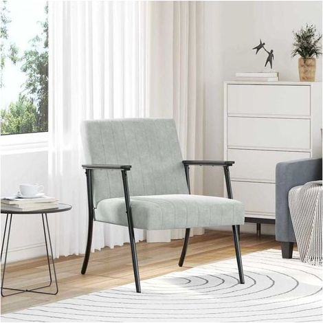 Fauteuil gris clair, 59 x 75 x 78 cm, velours.