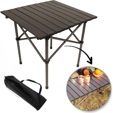 Klappbarer Cateringtisch, Picknicktisch für Touristen, 53 x 51 cm, braun (1/5)