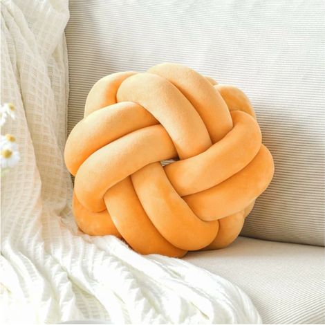 Coussin Décoratif Rond Noué en Peluche Douce Beige, Ballon de Décoration pour Canapé et Chambre, 8 Pouces (1/5)