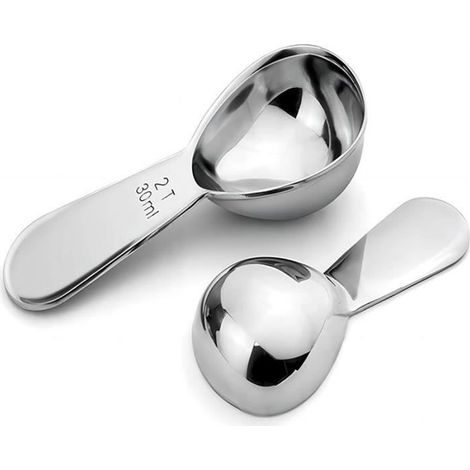 Cuillère doseuse de grains de café en acier inoxydable, cuillère à poudre avec échelle graduée 30ml 15ml, outils de cuisson, 2 (1/4)