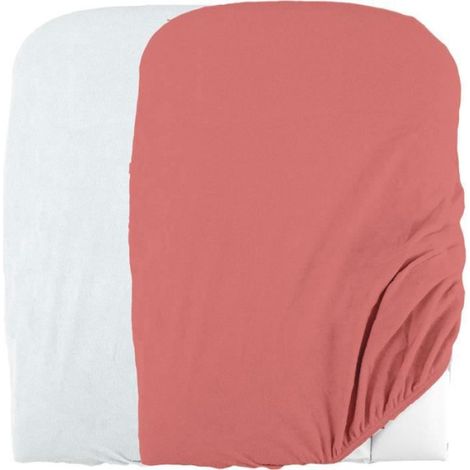 Lot de 2 housses de matelas a langer en éponge bouclette - Blanc / Terracotta - 50 X 75 cm (1/4)