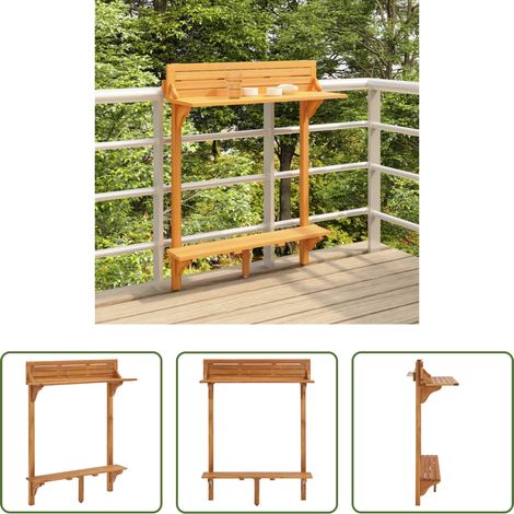 Bois d'acacia - Table de bar de balcon 90x37x122,5 cm Bois d'acacia massif (1/5)