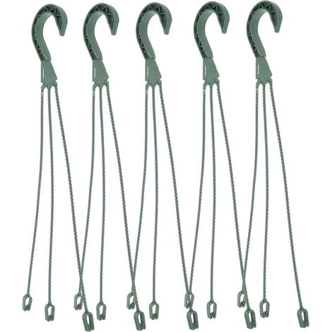 Juego de 5 ganchos verdes para colgar macetas de 45 cm con sistema de recogida de agua para jardín, pared o casa. (1/5)