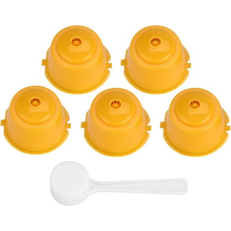 wiederverwendbare Kaffeefilter aus lebensmittelechtem Edelstahl 304, nachfüllbare Kapsel (gelb) (1/5)