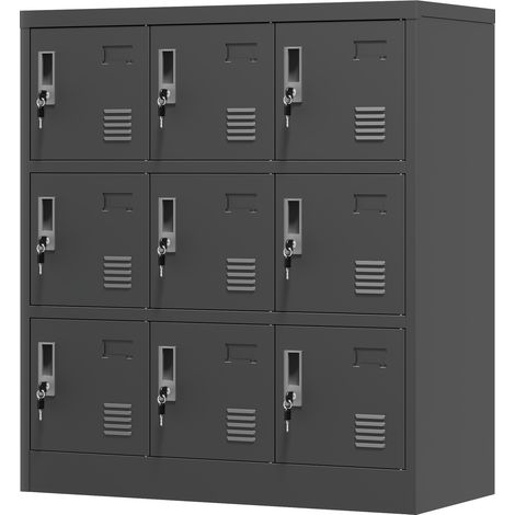 GagaArmoire métallique 9 portes noire 100 x 90 x 40 cm
