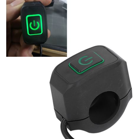 Interrupteur universel étanche 22mm pour guidon moto, bouton de commande phare vert (1/5)
