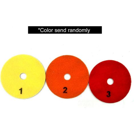 Lot de 3 disques de polissage en 3 étapes (100 mm) pour utilisation à sec ou humide, pour granit, marbre et béton (couleur aléatoire). (1/4)
