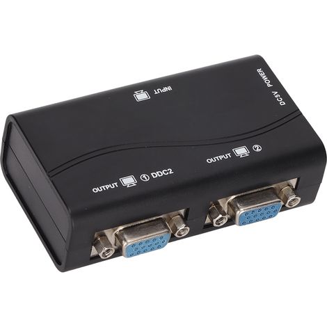 Répartiteur VGA 1 vers 2 ports, 250MHz, alimentation USB, résolution 1080P/1920x1440 pour duplication et extension d'écran (1/5)