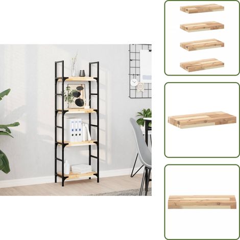 The Living Store Étagères flottantes 4 pcs 60x20x4 cm acacia massif non traité - Etagere Murale - Etageres Murales - Étagères Décoratives - Rangement Mural - Meuble Déco (1/5)