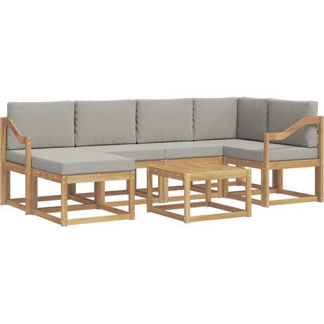 Outdoor Sofa Set with Cushion 7 pcs White and Light Grey vidaXL (1/5)