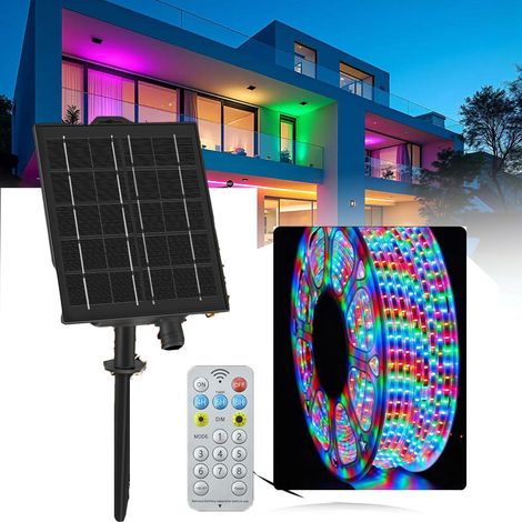 Bande lumineuse LED solaire de Noël de 20 m (65,6 pi), néon d'extérieur étanche, idéale pour décorer jardins, cours et parcs (lumière colorée) (1/5)