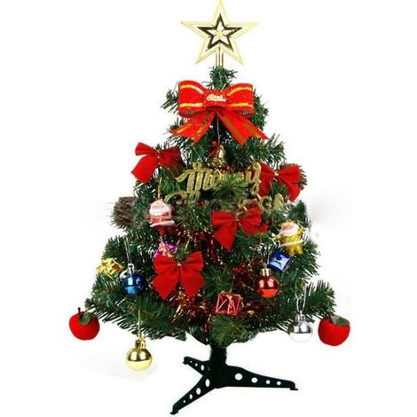 Sapin de noel artificiel de 60 cm, Arbre de Noël avec Pied Ensemble pour Decor Ornement Table Maison (1/2)