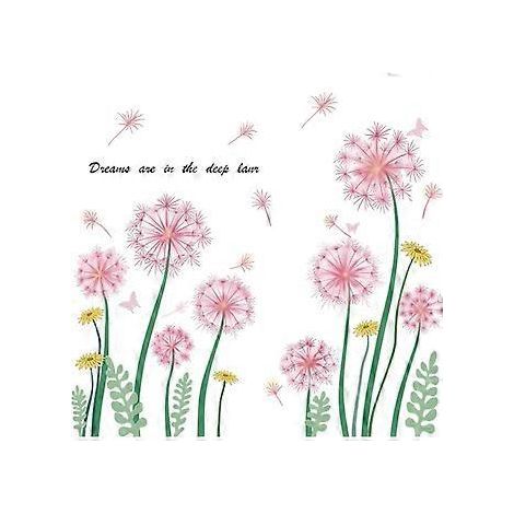 Stickers muraux floraux, Sticker mural floral pour salon, Sticker mural floral pour chambre de fille, Sticker mural pissenlit (1/5)