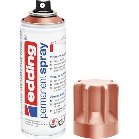 Edding - Bombe de peinture aérosol E5200 cuivre mat - Spray 200ml – Séchage rapide, résiste aux intempéries