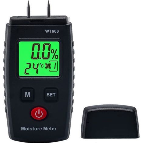 Testeur Humidité, Détecteur d'Humidité à Broche avec 5 Modes, Écran LCD avec rétroéclairage vert, Détecteur de Moisissures (1/2)