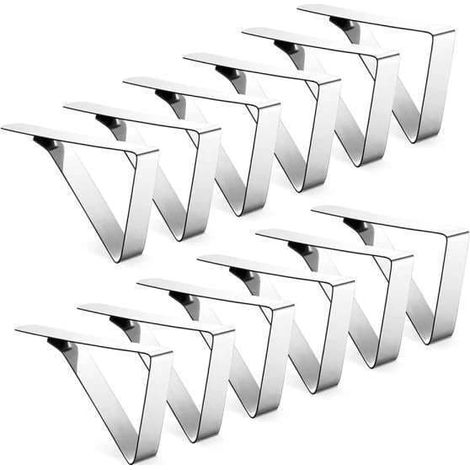 Lot de 12 pinces à nappe pour table de pique-nique – Solution élégante pour dresser la table (argent) (1/5)