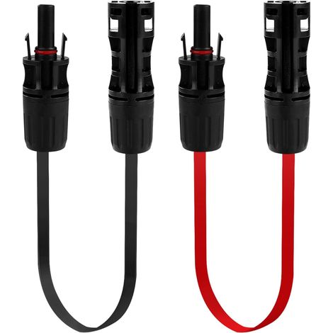 1 Paire de Câble MC4 de Panneau Solaire, 42cm Noir + Rouge Connecteur de Câble Solaire Plat 1500Vdc Porte de Balcon Câble D’Extension Solaire Photovoltaïque (30A 12AWG) (1/5)
