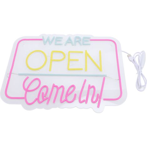 Panneau néon décoratif mural, alimentation USB, nous sommes ouverts, entrez dans une salle esthétique LED pour les Bars (1/5)