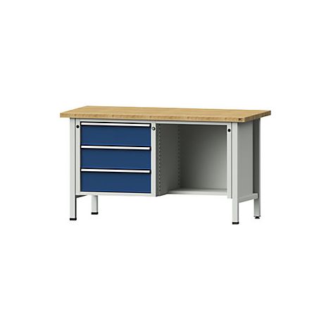 Banco de trabajo  bastidor modular  3 cajones  ½ repisa  haya