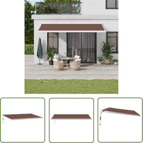 The Living Store Markise Automatisch Braun 500x300 cm - Markise - Sonnenschutz - Außenbeleuchtung - Gartendeko - Terrasse (1/5)
