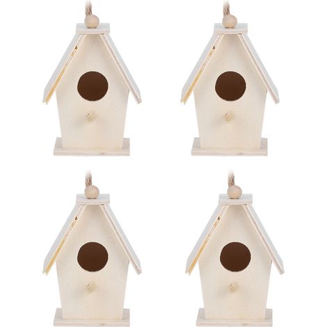 Lot de 4 nichoirs à oiseaux innovants en bois à suspendre pour décoration de jardin et de cour