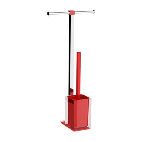Colonnina portarotolo e scopino WC acciaio inox e resine termoplastiche serie Rainbow Gedy RA32 Rosso Trasparente (1/2)