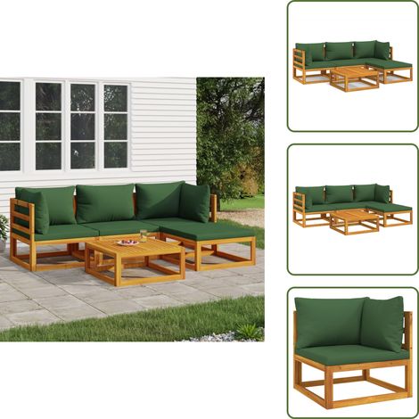 Cuscini da giardino - vidaXL Set Salotto da Giardino 5pz con Cuscini Verdi Legno Massello - Mobili da esterno