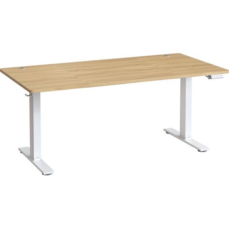 Vasagle – Bureau assis-debout réglable en hauteur 160 x 80 cm – Port USB-C – Fonction mémoire 3 hauteurs – Structure stable en aggloméré chêne (1/5)