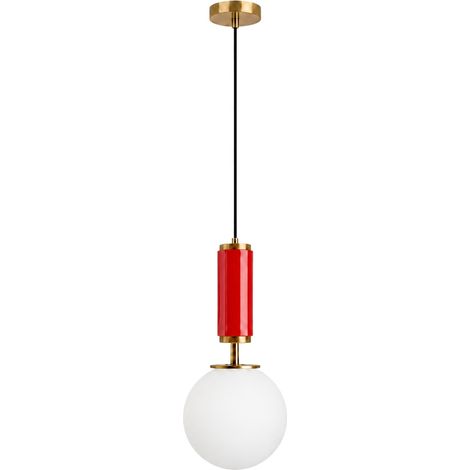Lampe suspendue en métal "Moira" - 15 x 15 x 120 cm - Rouge (1/4)