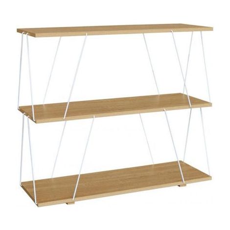 Étagère - JUANIO - 3 niveaux - Blanc - Effet bois - Structure métal (1/4)