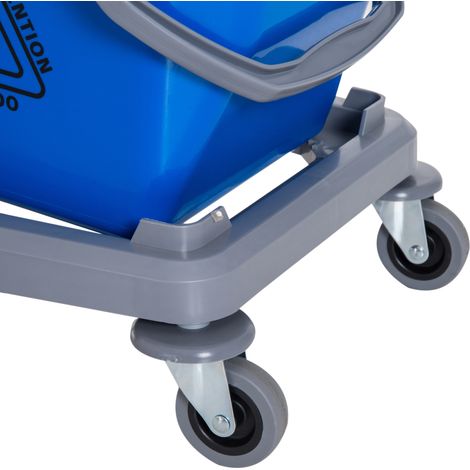 Chariot de nettoyage avec 2 seaux, système de lavage à 4 roulettes fluides, métal + PP, bleu + rouge, 73 × 45 × 92 cm (1/4)