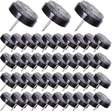 50 Pcs Patin Chaise a Clouer 24mm Noir Tampon Chaise en Feutre pour Protéger Pieds des Meubles (1/4)