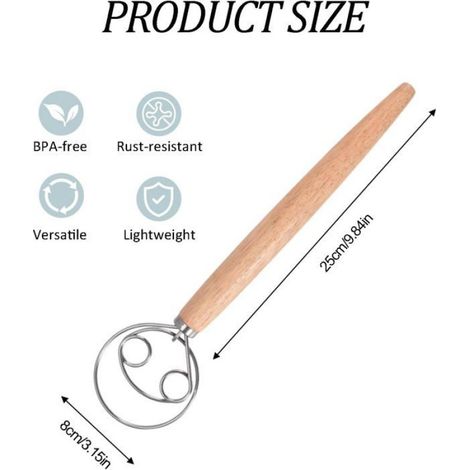 Batteur à pâte danois de 33 cm (13 pouces), outils pour la fabrication du pain, accessoires de cuisine, batteur (1/5)