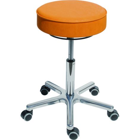 Tabouret pivotant à roulettes STIER, hauteur d'assise 540-720 mm, similicuir rembourré jaune (1/4)