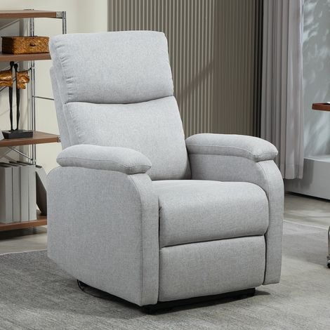 Poltrona relax reclinabile manuale, schienale regolabile fino a 60°, molle insacchettate, poliestere grigio (1/5)