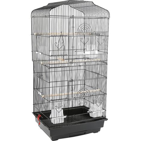 Yongqing – Cage pour oiseaux avec mangeoires – Pour perroquets, perruches, canaris – Dimensions 46×35×92cm – Structure en acier anti-rouille (1/7)