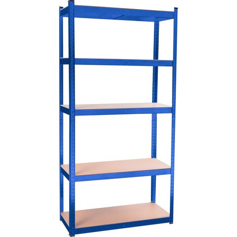 Aga Steckregal, Werkstattregal,Schwerlastregal, Lagerregal, Metallregal 180x90x40 cm, 5 Böden, raglast gesamt 375 kg Blau (1/5)