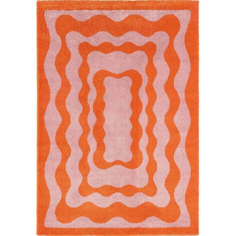Tapis groovy orange épais moderne toucher doux - 80 x 140 cm (1/5)