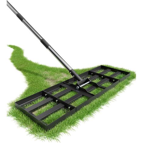 Râteau Nivellement 75 x 25 cm, rateau de nivellement, Manche Acier Inoxydable 180 cm, rateau Jardin, Rateau Gazon Robuste pour niveler Terre, Sable et pelouses dans Jardins et Golf (1/5)