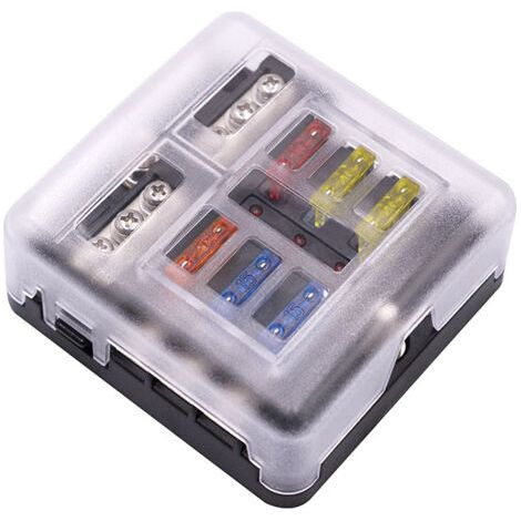 Support de boîte à fusibles de bloc de fusibles, bloc de fusibles Ato/ATC de voiture avec indicateur LED autocollant de couverture de protection anti-humidité pour voiture automobile camion bat